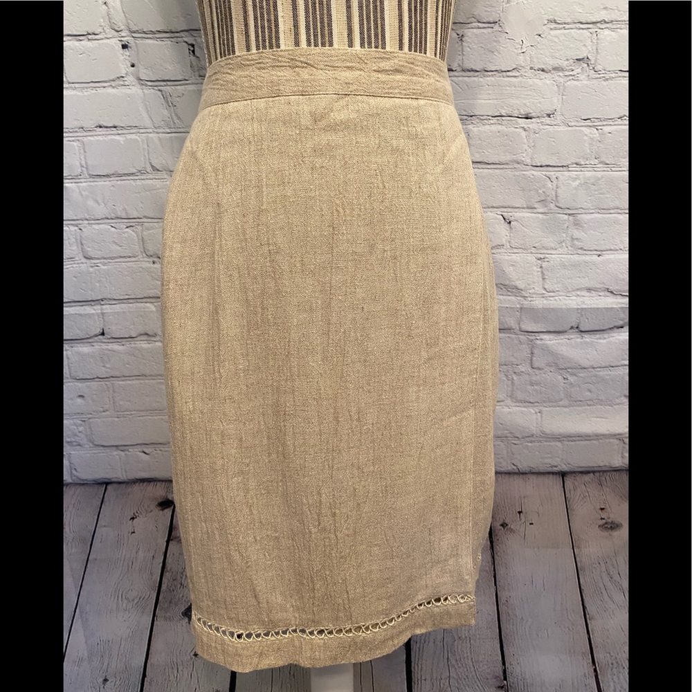 Mini Skirt Norton Mcnaughton Petites LINEN Blend Beige Vintage Size S
